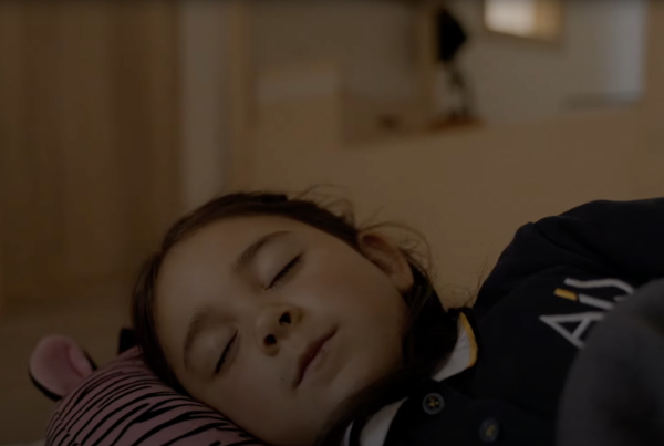 Child following a morning school routine