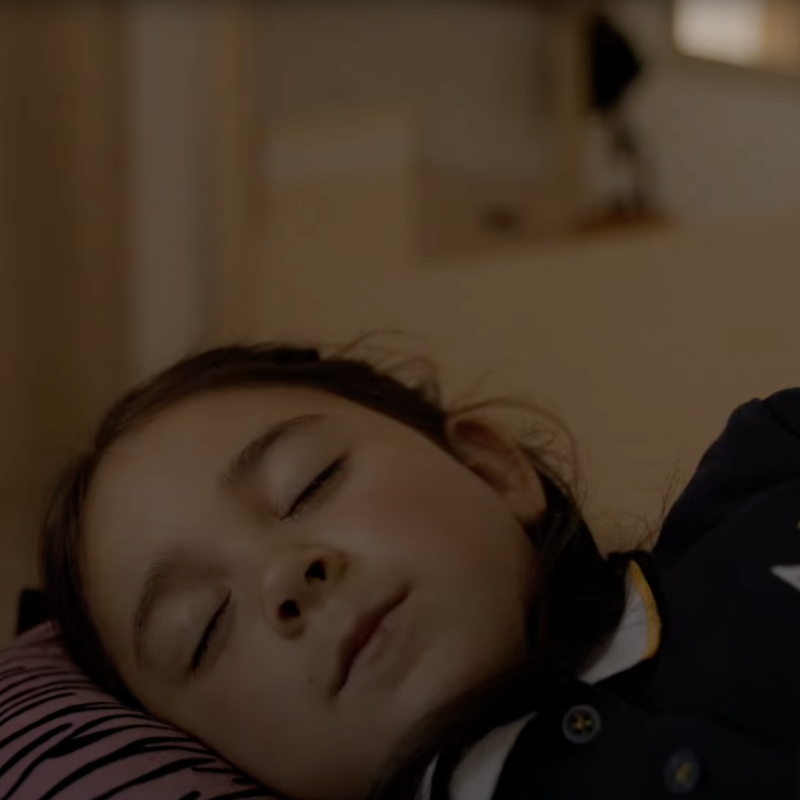 Child following a morning school routine